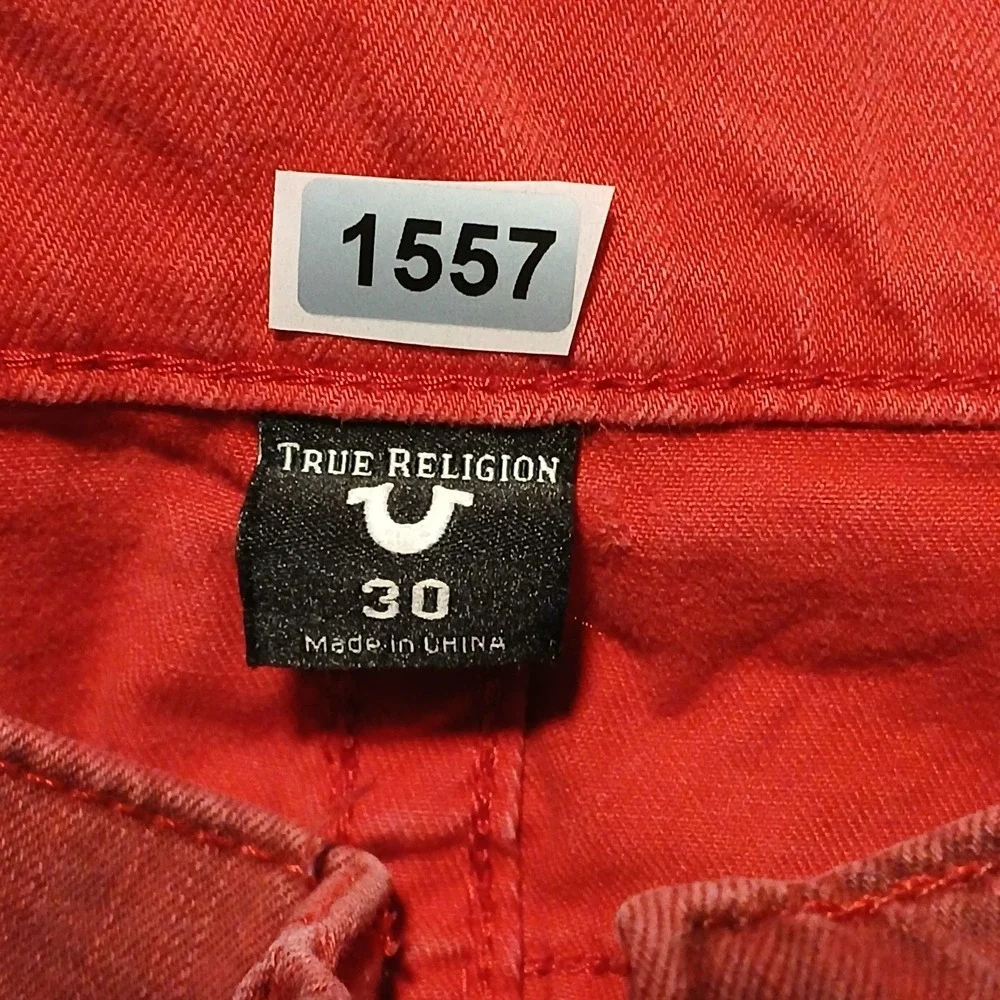 True Religion Red Vintage Rocco Mens Relaxed Skinny Jeans Size 30‎